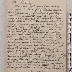 Sympathy letter from Lu and Andy Freeman to Dorothy Branson